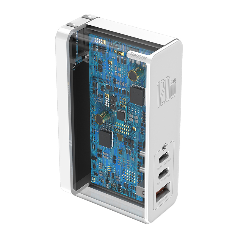 Baseus GaN Mini Quick Charger 2USB-C 1USB-A 120W 