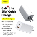 Baseus GaN2 Lite Quick Charger USB-C USB-A 65W 