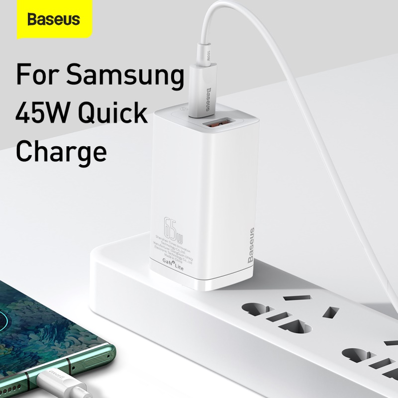 Baseus GaN2 Lite Quick Charger USB-C USB-A 65W 