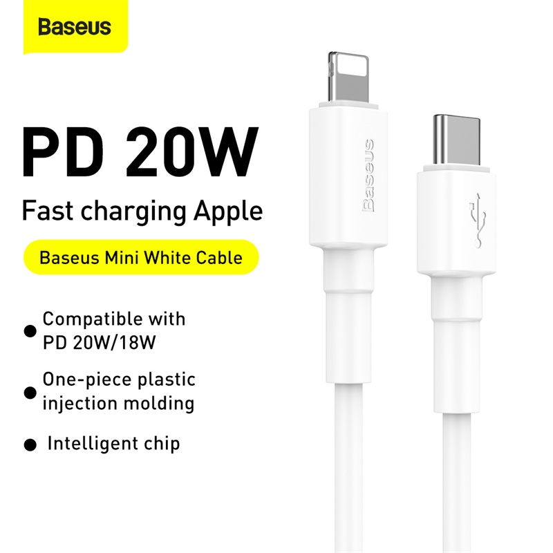 Baseus Mini White Cable Type-C to iP PD 20W 1m White