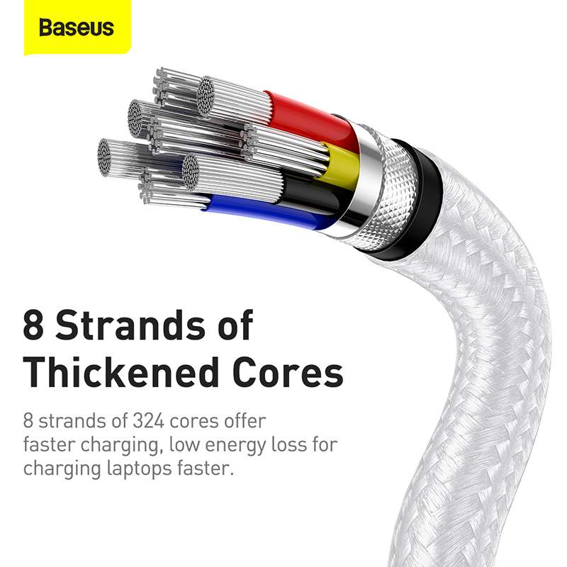 Baseus Cafule Metal Data Cable Type-C to Type-C 100W 2m White