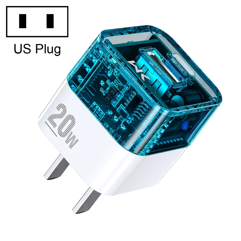WEKOME WP-U149 20W USB+USB-C/Type-C Dual Port Transparent Charger, Specifications: US Plug